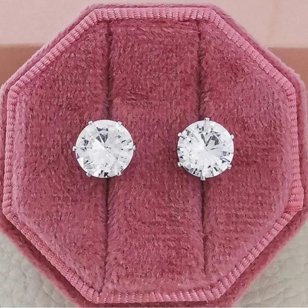 “2.5 CT” SILVER DIAMOND STUD EARRINGS, NICE EARRINGS, CUTE EARRINGS - Picture 2 of 4
